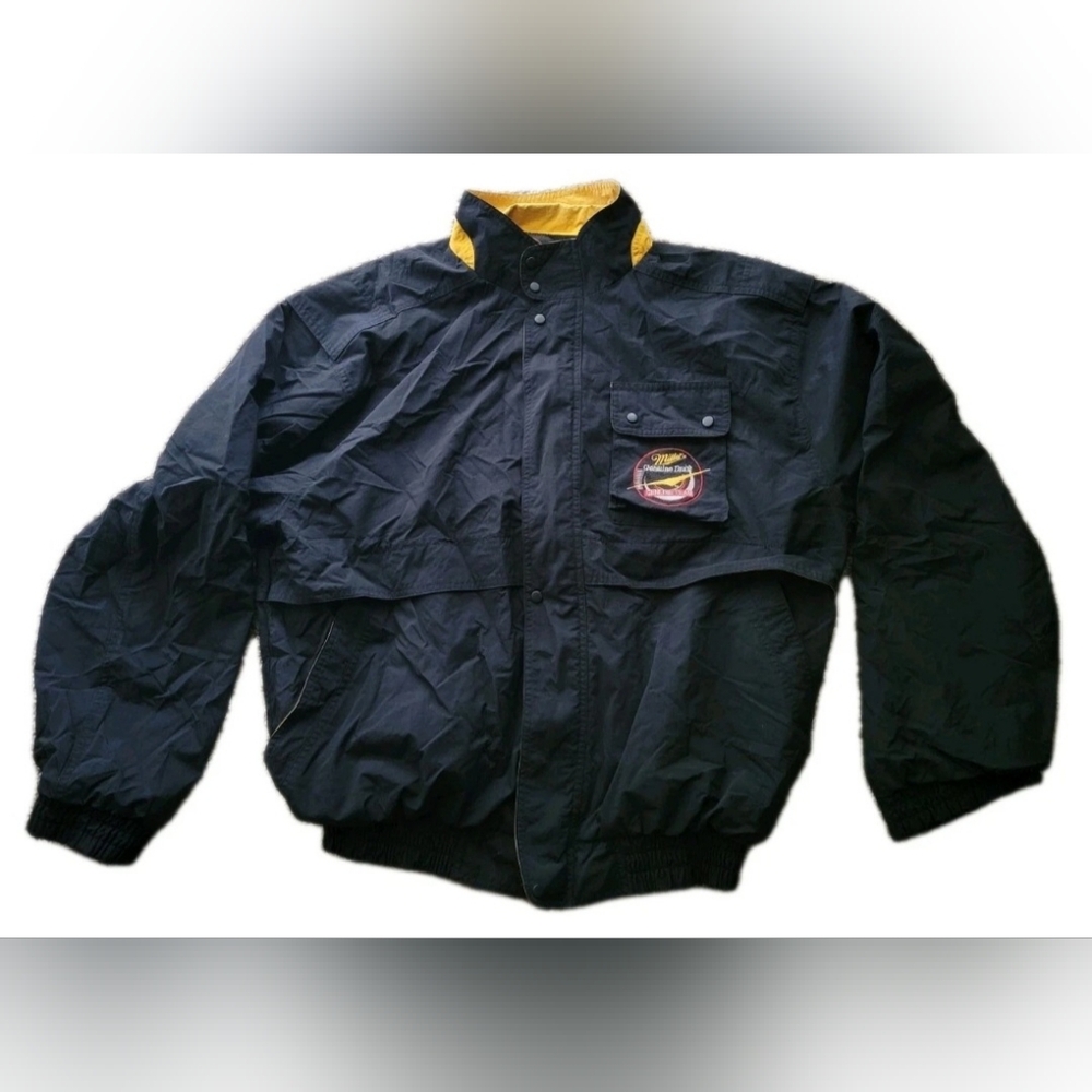 Miller Lite Genuine Draft Men's Stylish Black &Yellow Windbreaker Size XL